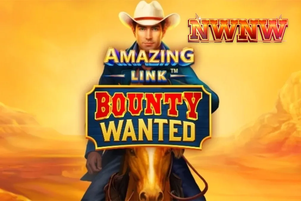 Cenário desértico e interface do slot Amazing Link Bounty Wanted